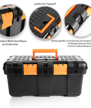 Werkzeugkoffer leer - aus Hart-Kunststoff - 50x25x23,5cm - Werkzeugkiste Toolbox groß Werkzeugkasten 4