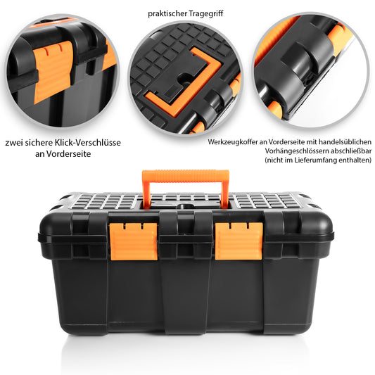 Werkzeugkoffer leer - aus Hart-Kunststoff - 50x25x23,5cm - Werkzeugkiste Toolbox groß Werkzeugkasten 4