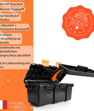 Werkzeugkoffer leer - aus Hart-Kunststoff - 50x25x23,5cm - Werkzeugkiste Toolbox groß Werkzeugkasten 5
