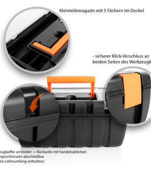Werkzeugkoffer leer - aus Hart-Kunststoff - 37x20x16cm - Werkzeugkiste Toolbox Werkzeugkasten 4