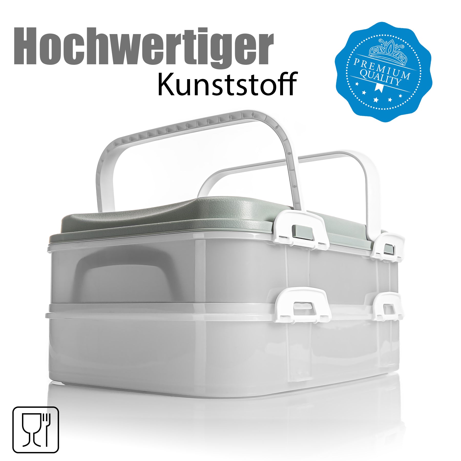 Partycontainer mit 2 Etagen und Hebeeinsatz in Pastell Grün – für Backwaren 3