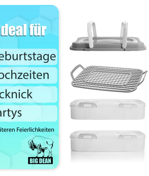 Partycontainer mit 2 Etagen und Hebeeinsatz in Pastell Grau – für Backwaren 5