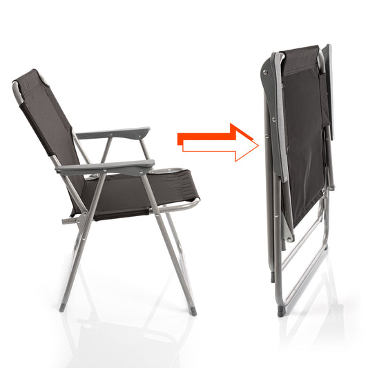 BigDean Klappstuhl Anthrazit Grau Campinstuhl Faltstuhl Angelstuhl robust klappbar bis 120kg belastbar klassischer Gartenstuhl für Garten & Camping - Campingstuhl faltbar image 2