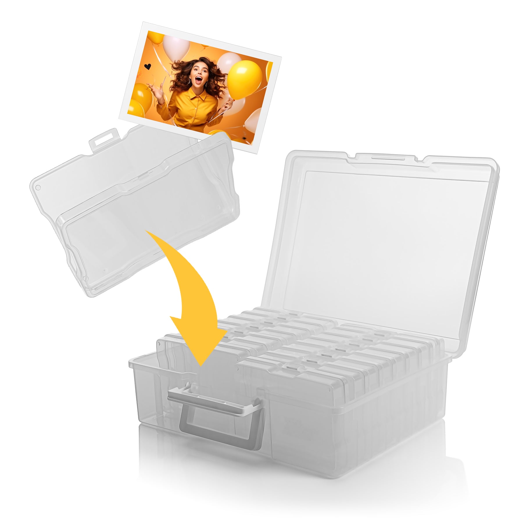 BigDean Fotoaufbewahrungsbox mit 16 Fächern – Foto Organizer für Bilder, Karten, Bürobedarf uvm 5