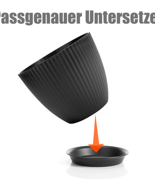 BigDean 8er Set Blumentöpfe in 8 Größen Anthrazit – Übertopf mit passendem Untersetzer – Pflanztopf 4