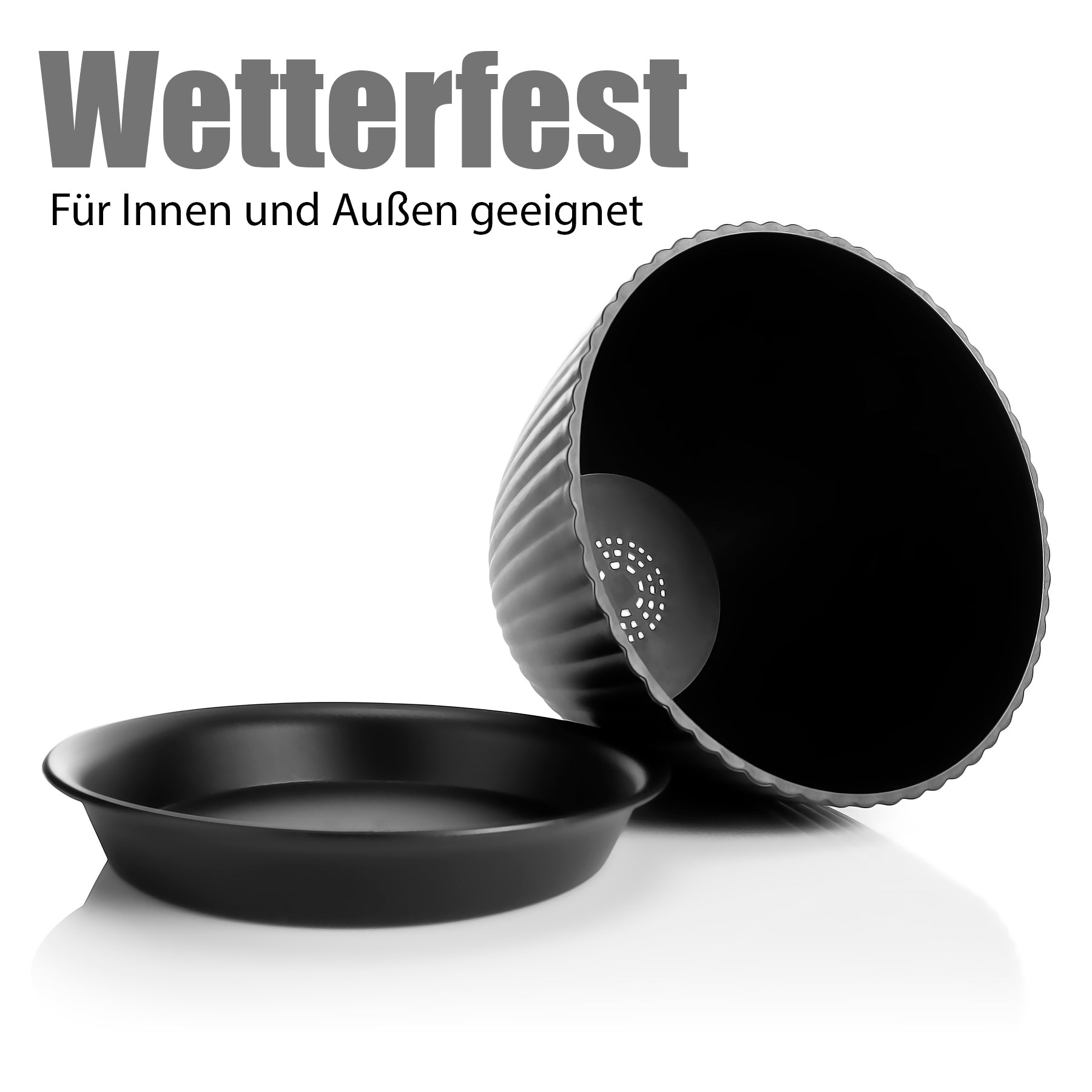 BigDean 8er Set Blumentöpfe in 8 Größen Anthrazit – Übertopf mit passendem Untersetzer – Pflanztopf 5