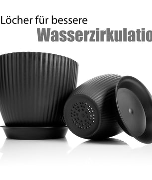 BigDean 8er Set Blumentöpfe in 8 Größen Anthrazit – Übertopf mit passendem Untersetzer – Pflanztopf 6