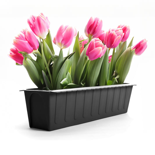 BigDean 6 Stück Paletten Blumenkästen Einsatz in Anthrazit – Pflanzkasten zum Bepflanzen & Dekorieren – Balkonkasten für Kräuter, Blumen & Pflanzen – UV-stabiler & wetterbeständiger Kunststoff