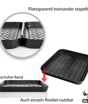 BigDean 3 Stück Schuhabtropfschale stapelbar in Anthrazit ideal als Schuh Organizer für zu Hause 4