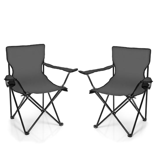 BigDean 2X Faltstuhl DUNKELGRAU Campingstuhl Anglerstuhl mit Getränkehalter & Tragetasche - Anglersessel klappbar - Klappstuhl Gartenstuhl Faltstuhl Relaxsessel Angelsessel faltbar image 1
