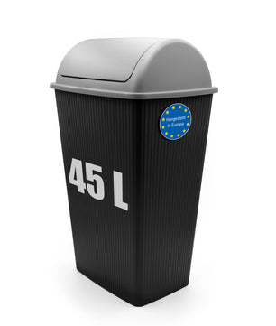 Mülleimer mit Schwingdeckel 45 L Anthrazit – Abfalleimer für die Küche & Büro – Müllbehälter