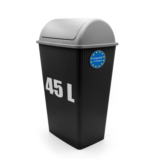 Mülleimer mit Schwingdeckel 45 L Anthrazit – Abfalleimer für die Küche & Büro – Müllbehälter
