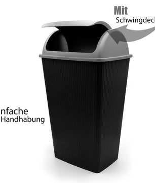 BigDean 2 Stück Mülleimer mit Schwingdeckel 45 L Anthrazit – Abfalleimer für die Küche & Büro 4