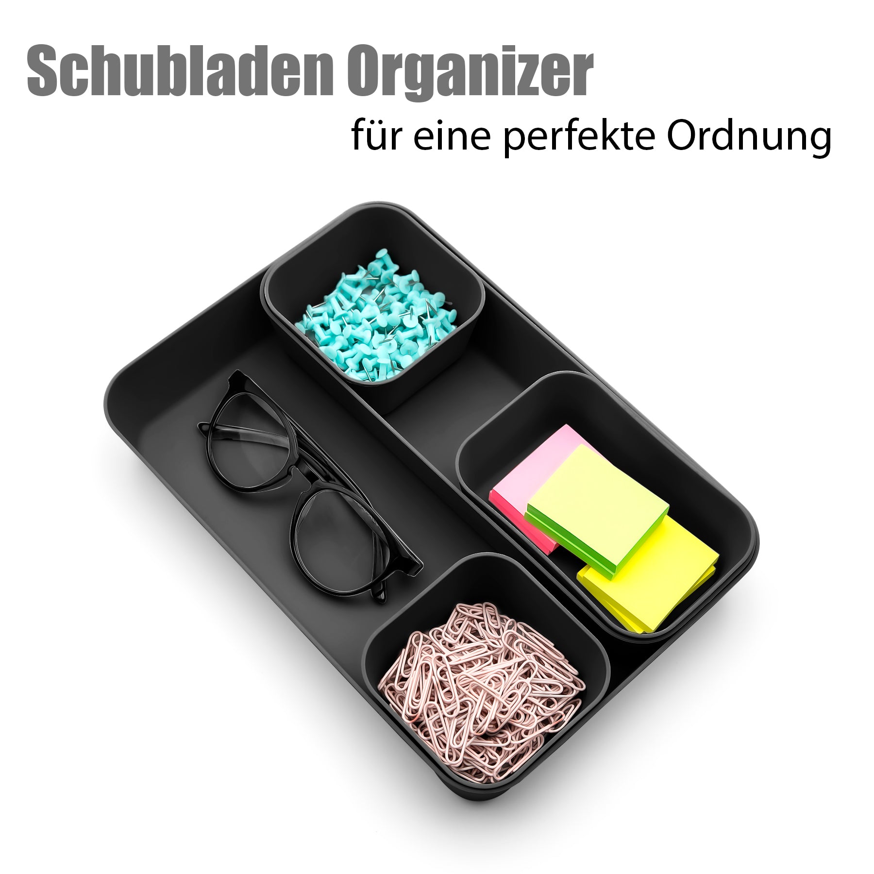 BigDean Schubladen Organizer mit 8 Fächern in Schwarz – individueller Organizer für Büro 2