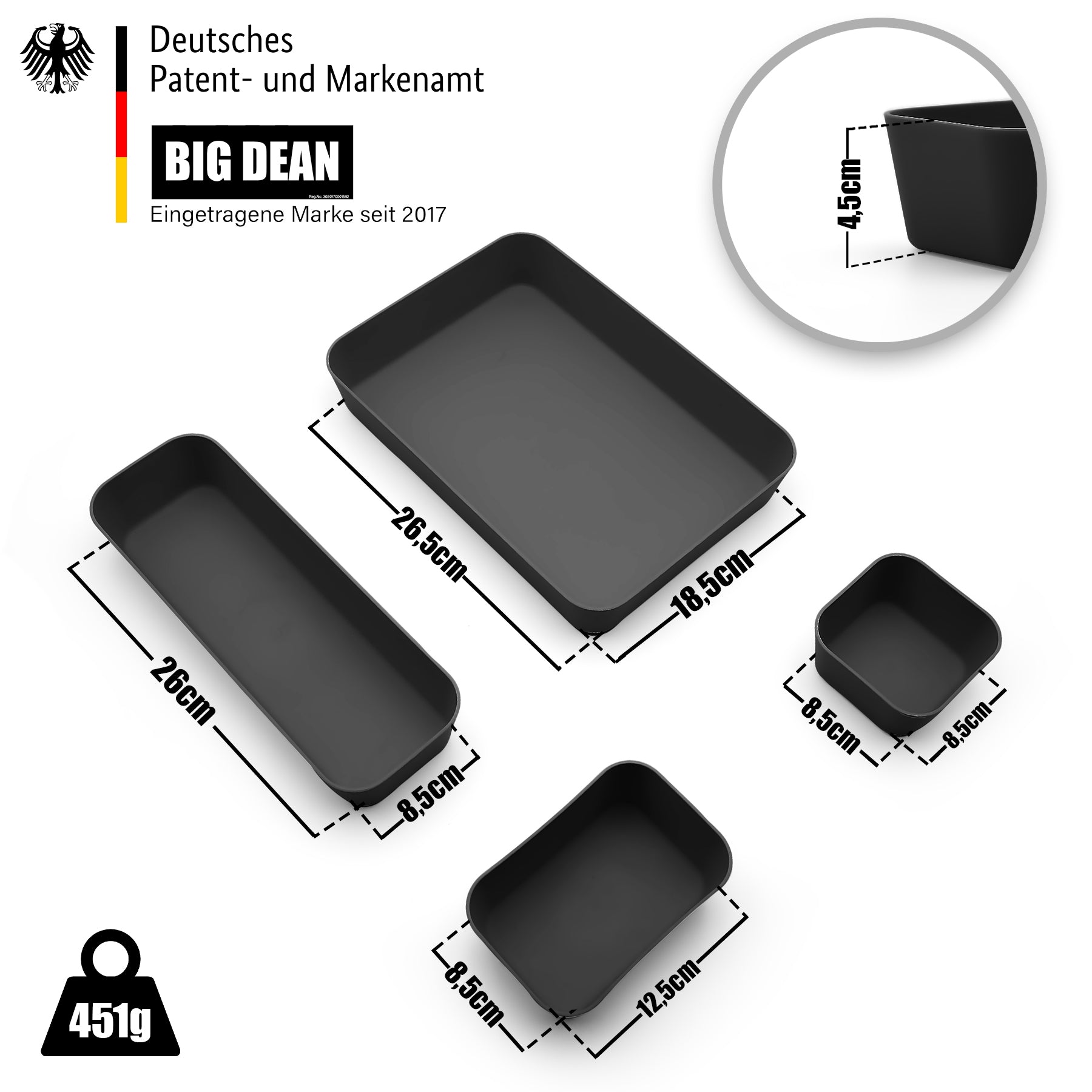 BigDean Schubladen Organizer mit 8 Fächern in Schwarz – individueller Organizer für Büro 3