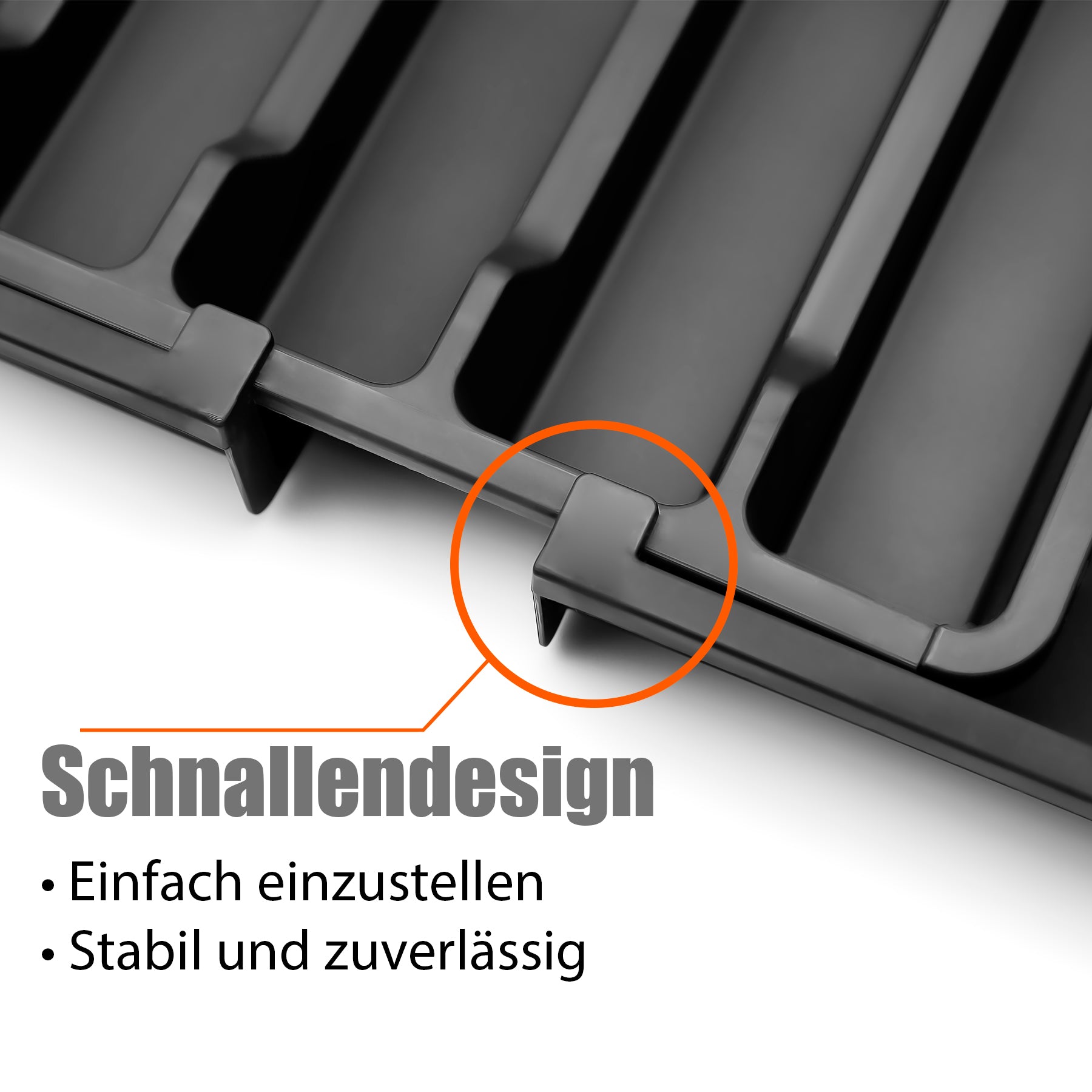 2 Stück Schubladen Organizer aus Kunststoff in Schwarz – ausziehbarer Besteckkasten 5