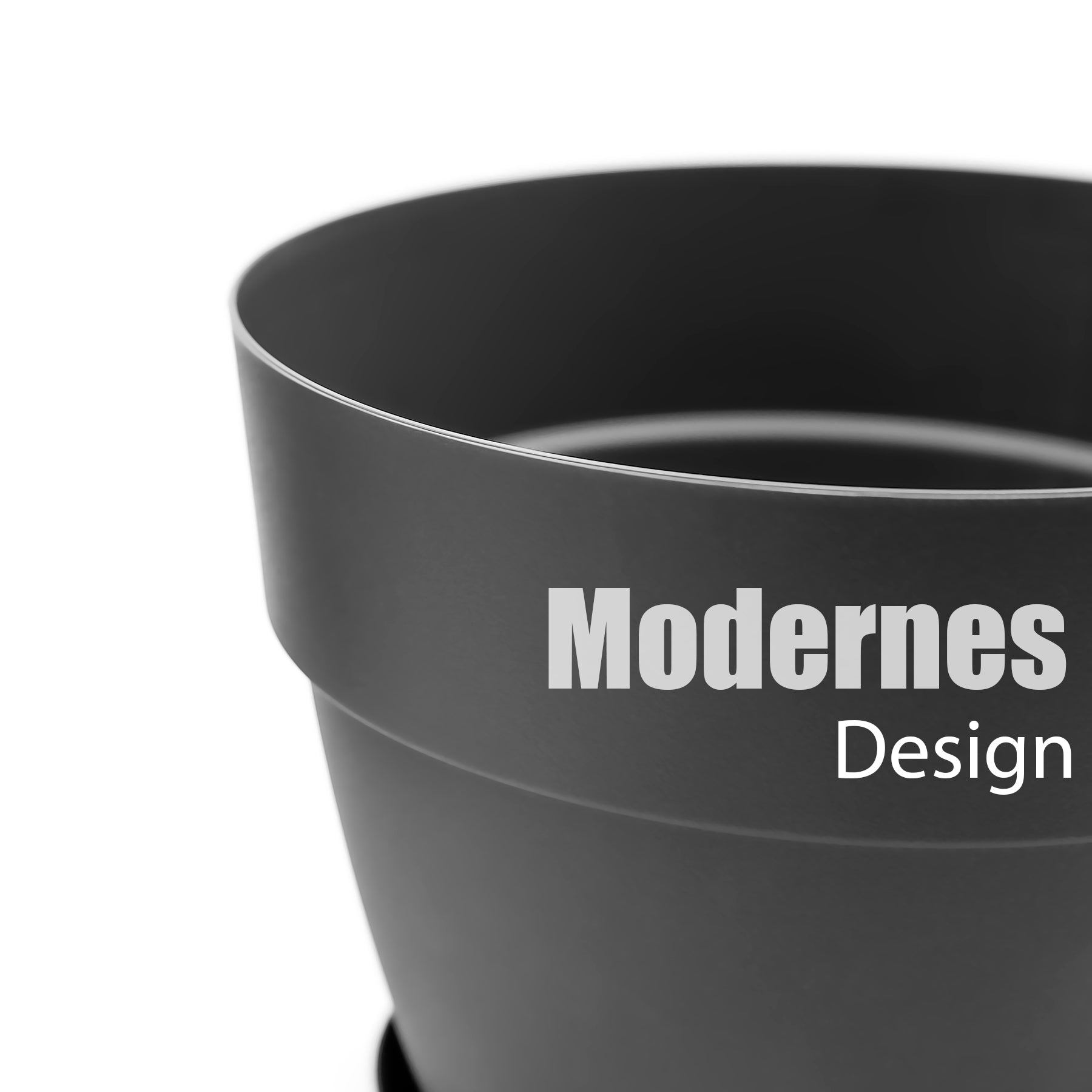 3 Stück Blumentopf mit Untersetzer rund ø35 cm in Anthrazit – Übertopf innen + außen geeignet – aus bruchsicherem Kunststoff & Made in Europe 5