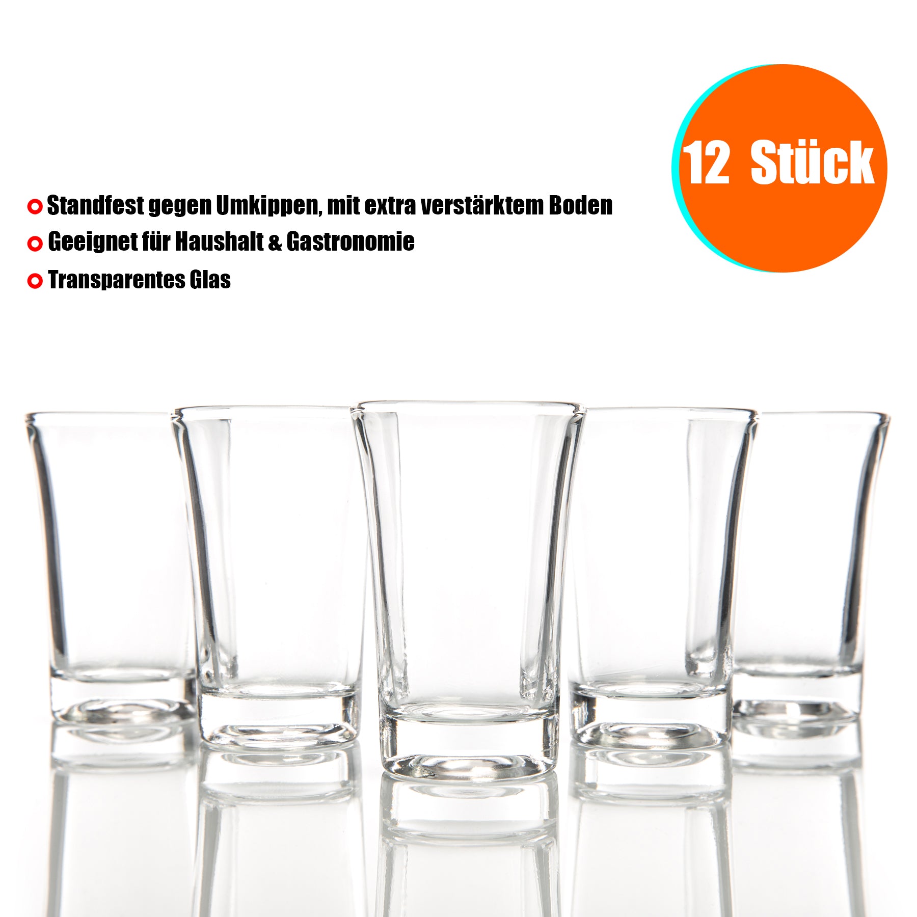 12 Stück Schnapsgläser 2cl spülmaschinengeeignet - robuste Shotgläser in Gastro Qualität 2
