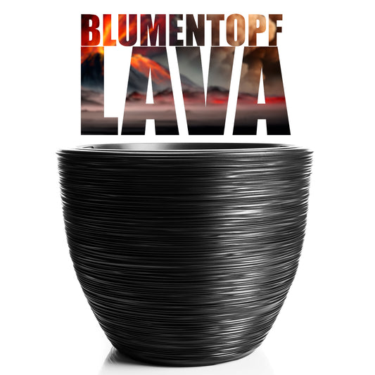 BigDean 2 Stück Blumentopf Lava Design mit Einsatz rund ø 57 cm Anthrazit 2