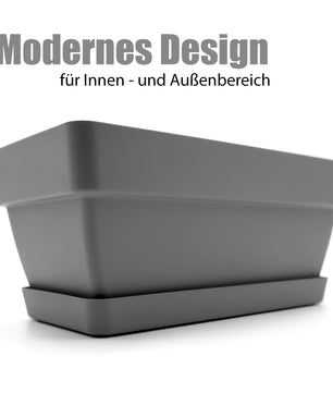 3 Stück Blumenkasten 40 cm aus bruchfestem Kunststoff in Anthrazit – Balkon Pflanzkasten 2