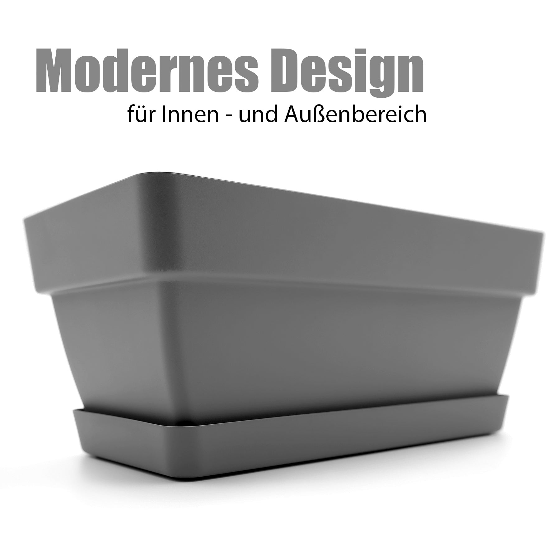 3 Stück Blumenkasten 40 cm aus bruchfestem Kunststoff in Anthrazit – Balkon Pflanzkasten 2