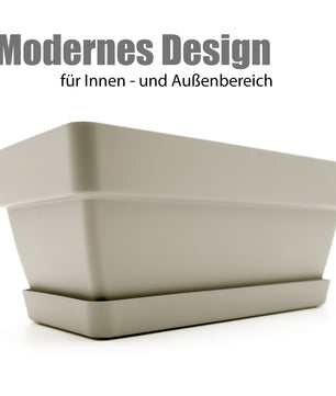 3 Stück Blumenkasten 40 cm aus bruchfestem Kunststoff in Mokka – Balkon Pflanzkasten 2