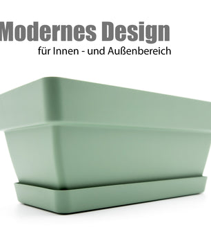 3 Stück Blumenkasten 40 cm aus bruchfestem Kunststoff in Olivgrün – Balkon Pflanzkasten 2