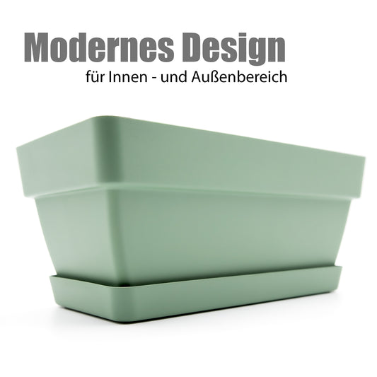 BigDean 3 Stück Balkonkasten Blumenkasten Balkon 40 cm lang aus bruchfestem Kunststoff in Olivgrün – Balkon Pflanzkasten für innen & außen geeignet – Made in Europe image 2
