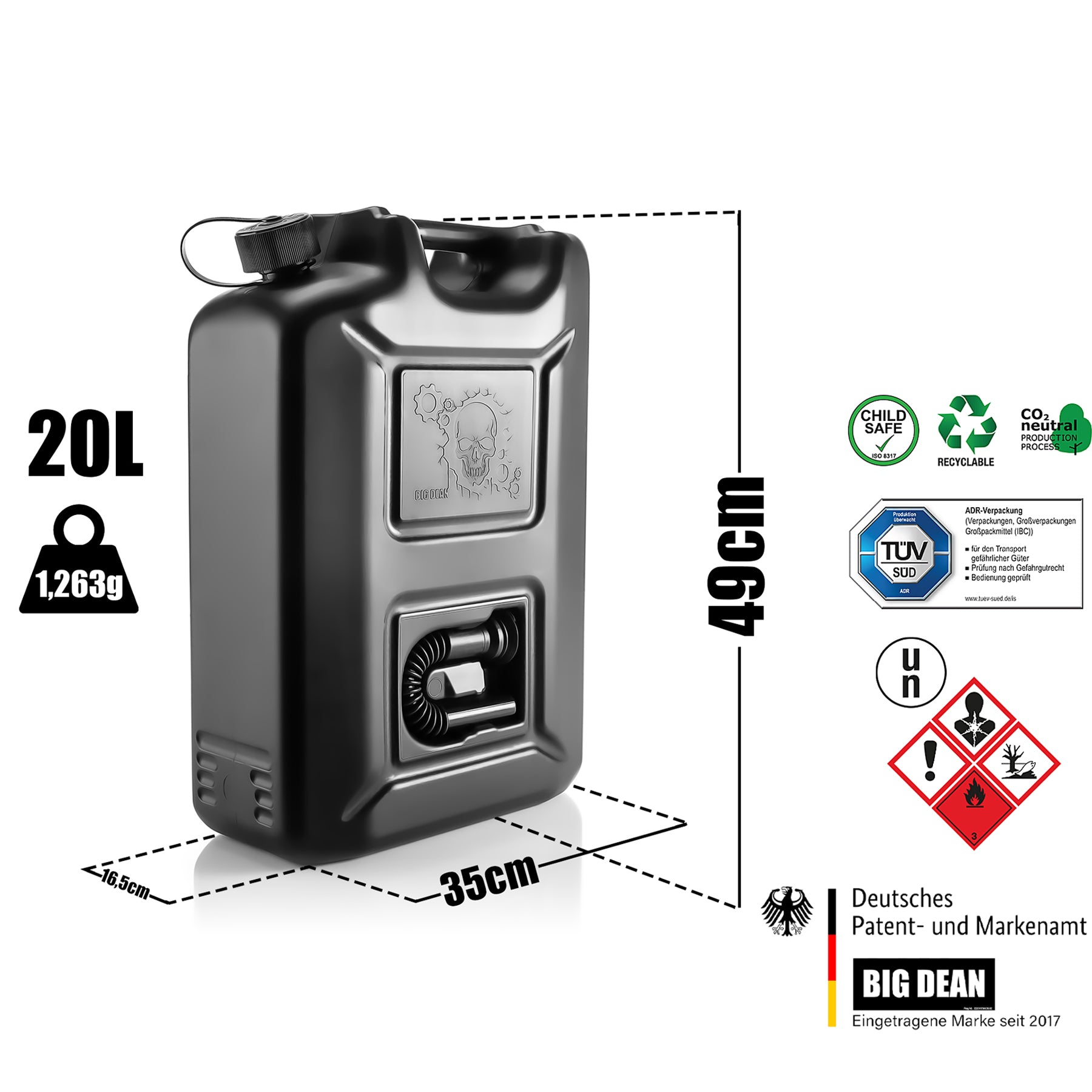 Kraftstoffkanister 20 L Black Edition - Benzinkanister Kraftstoff Kanister mit UN-Zulassung für Dies 3