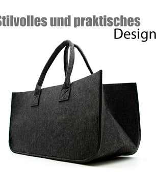 3 Stück Filztasche groß in Anthrazit für Kaminholz oder als Shopper verwendbar 2