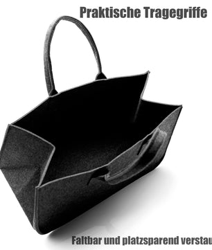 3 Stück Filztasche groß in Anthrazit für Kaminholz oder als Shopper verwendbar 5