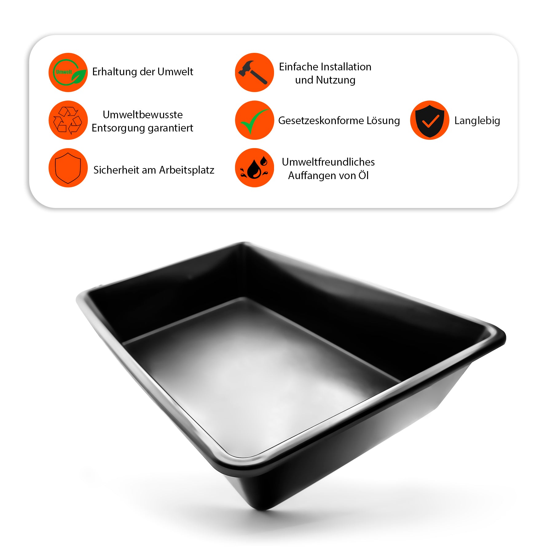 Ölauffangbehälter 60x40x12 cm aus robustem Kunststoff – Auffanghilfe für Ölwechsel