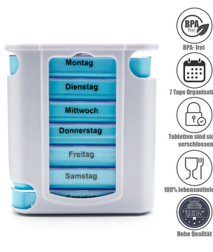 2 Stück Tablettenbox 7 Tage Morgens, Mittags, Abends & Nachts in Weiß – Medikamentenbox 5