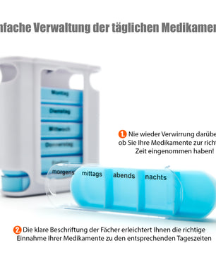 3 Stück Tablettenbox 7 Tage Morgens, Mittags, Abends & Nachts in Weiß – Medikamentenbox 2