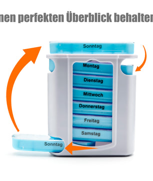 3 Stück Tablettenbox 7 Tage Morgens, Mittags, Abends & Nachts in Weiß – Medikamentenbox 4