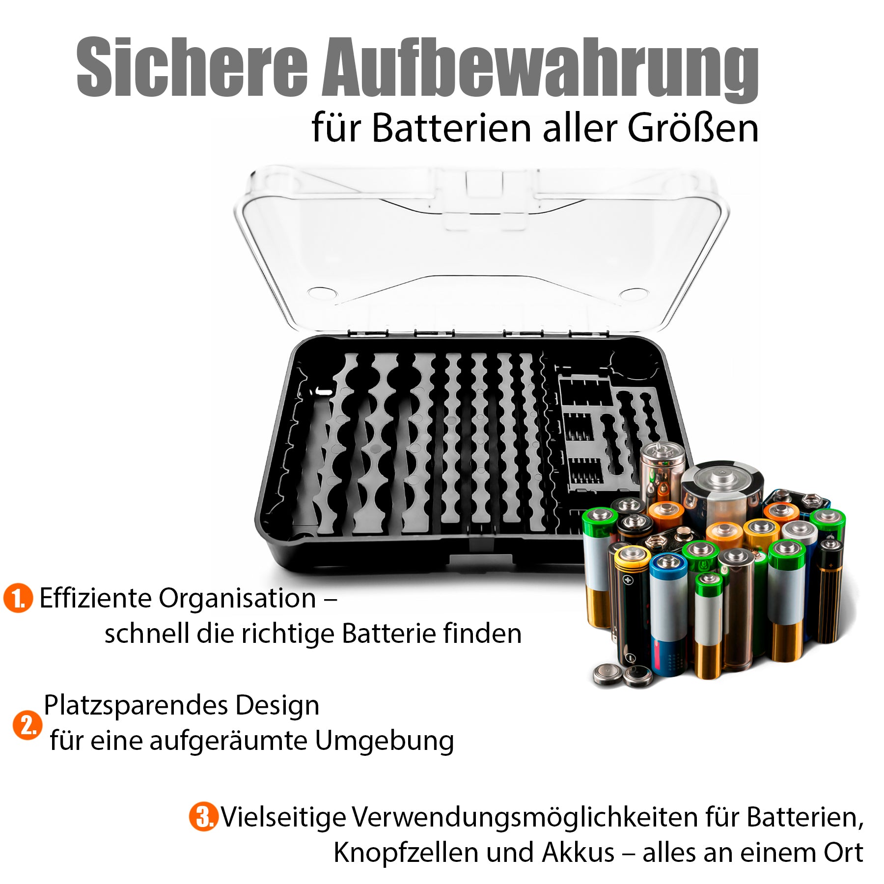 Batterie Aufbewahrungsbox aus Kunststoff für Batterien & Akkus– Batterie Organizer 4