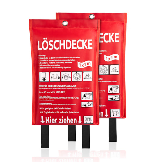 2 Stück Löschdecke Küche für Fettbrand sofort einsetzbare XL Feuerlöschdecke DIN EN