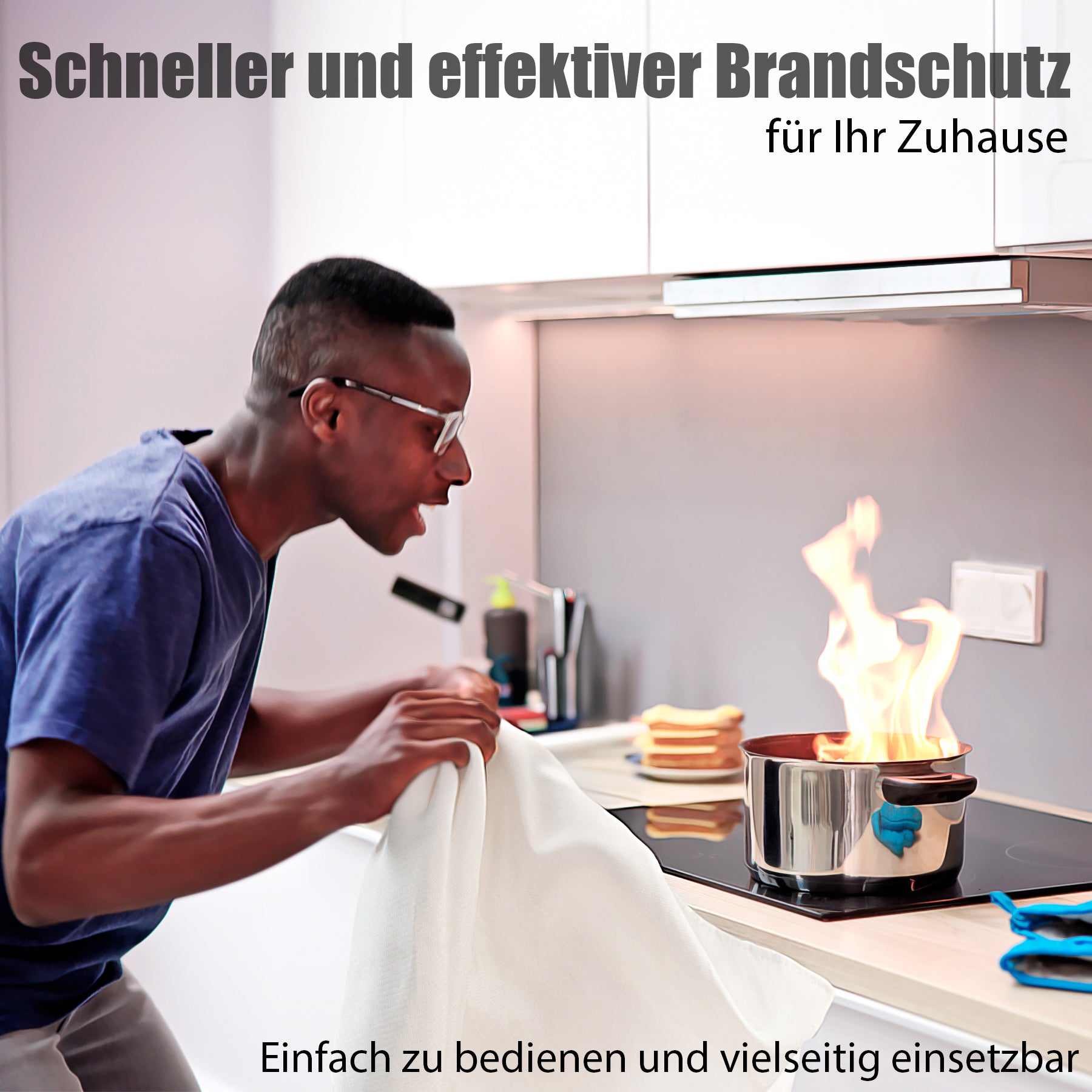 BigDean 2 Stück Löschdecke Küche für Fettbrand sofort einsetzbare XL Feuerlöschdecke DIN EN 2