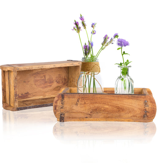 BigDean 2 Stück alte Holzkiste - 32x15x9 cm - Vintage Ziegelform aus recyceltem Holz - Jedes Stück EIN Unikat - Dekokiste Holzdeko Holzbox Küchen-Organizer image 1