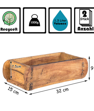 2 Stück alte Holzkiste - 32x15x9 cm - Vintage Ziegelform aus recyceltem Holz  6