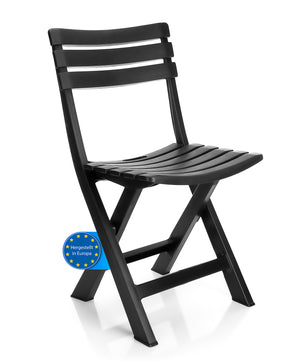 Gartenstuhl klappbar aus wetterfestem & robustem Kunststoff in Anthrazit – Klappstuhl