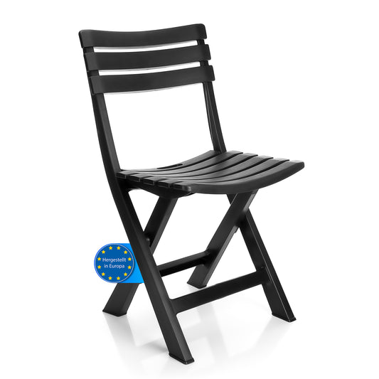 Gartenstuhl klappbar aus wetterfestem & robustem Kunststoff in Anthrazit – Klappstuhl