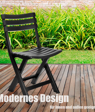 BigDean Gartenstuhl klappbar aus wetterfestem & robustem Kunststoff in Anthrazit – Klappstuhl 2