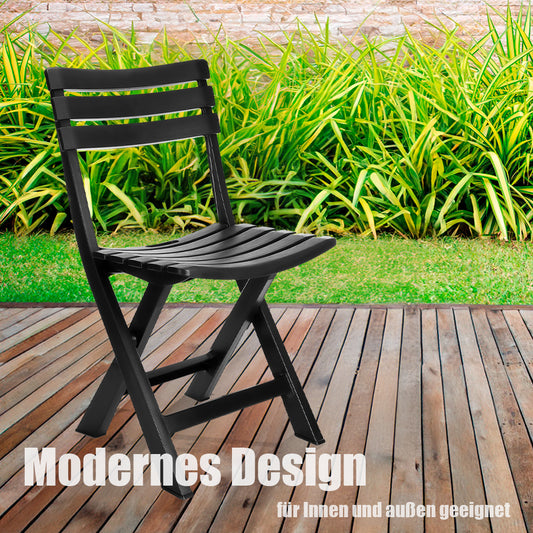 BigDean Gartenstuhl klappbar aus wetterfestem & robustem Kunststoff in Anthrazit – Klappstuhl 2