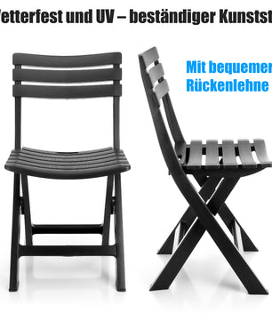 BigDean Gartenstuhl klappbar aus wetterfestem & robustem Kunststoff in Anthrazit – Klappstuhl 6