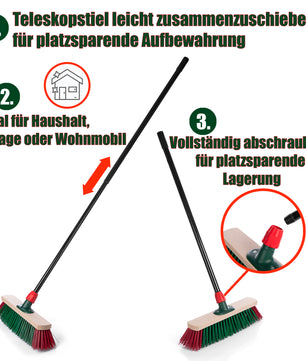 BigDean Straßenbesen mit Teleskopstiel 40 cm Breite PVC Borsten für effiziente Reinigung 2