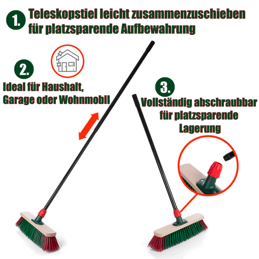 BigDean Straßenbesen mit Teleskopstiel 40 cm Breite PVC Borsten für effiziente Reinigung 2