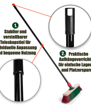 BigDean Straßenbesen mit Teleskopstiel 40 cm Breite PVC Borsten für effiziente Reinigung 6