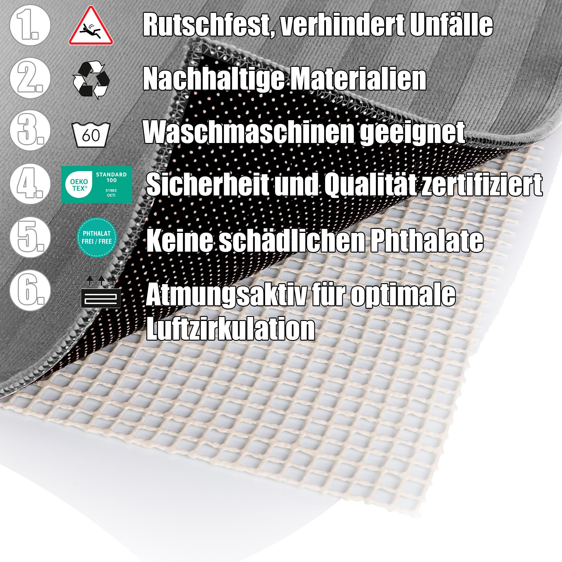 Teppich Antirutschunterlage 120x180 cm individuell zuschneidbar – Antirutschmatte 4