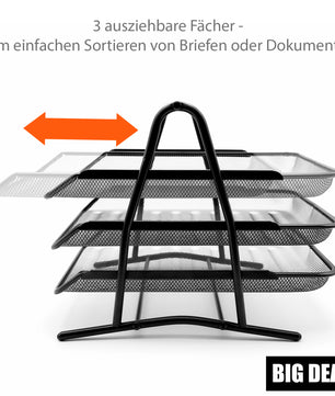 BigDean Dokumentenablage ausziehbar schwarz Metall – zuverlässiger Schreibtisch Organizer  4
